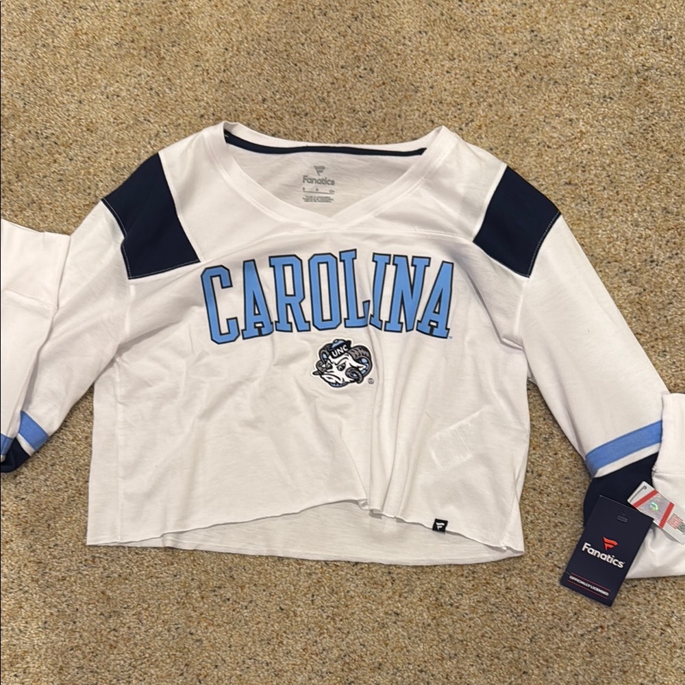 Fanatics White and Blue Kids Carolina Top